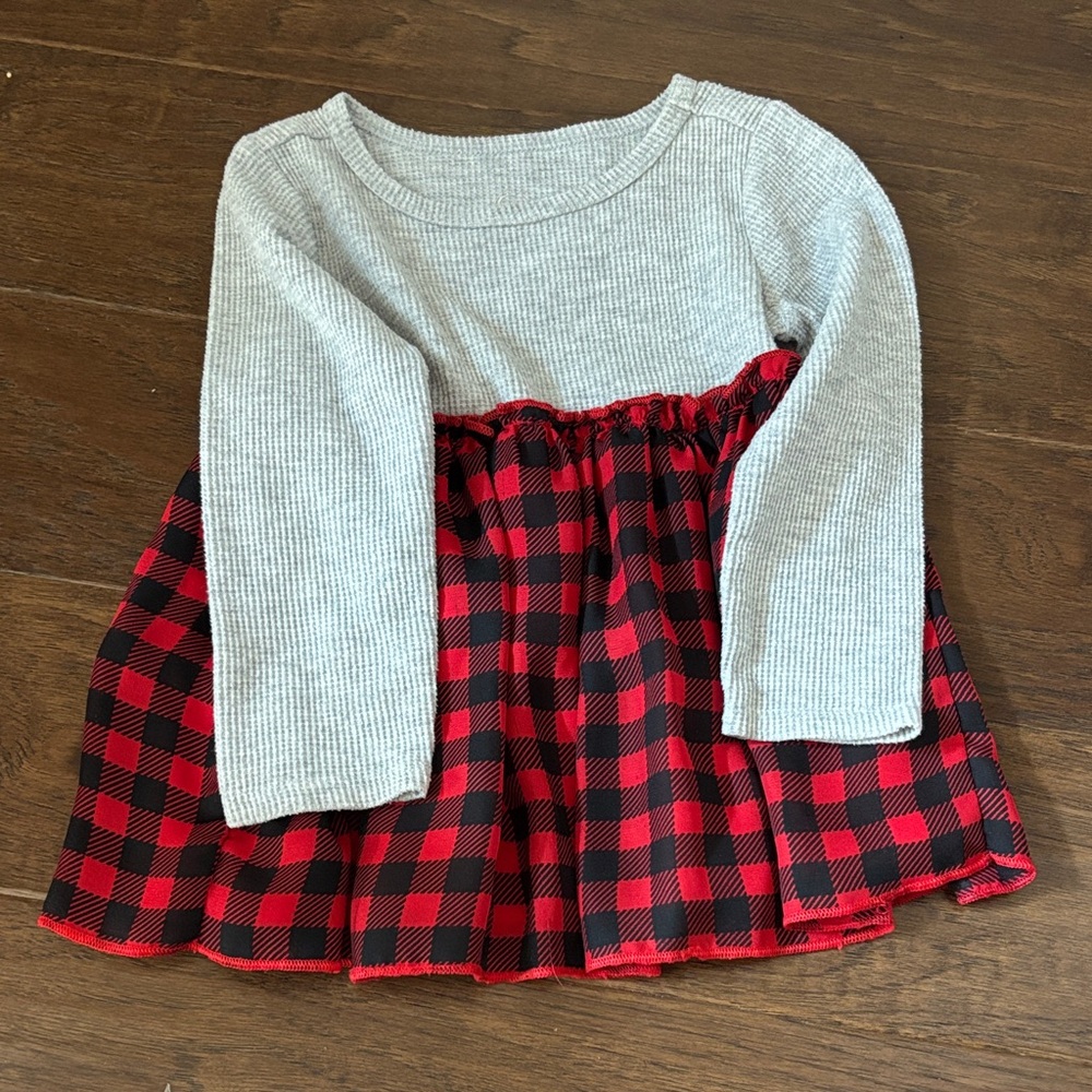 Plaid Red and Gray Kids Shirt